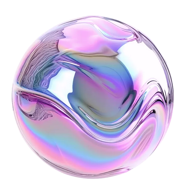 Colorful iridescent sphere symbolizing innovation and modern technology, reflecting ORO AI's smart meeting management capabilities.